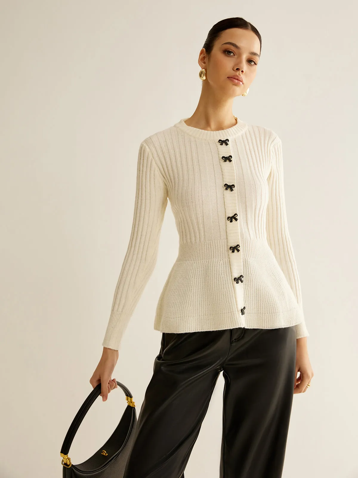 Bow Decor Ruffle Knit Top sold by COMMENSE product image thumbnail 3