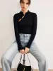 Plain Cutout Skinny Sweater sold by COMMENSE