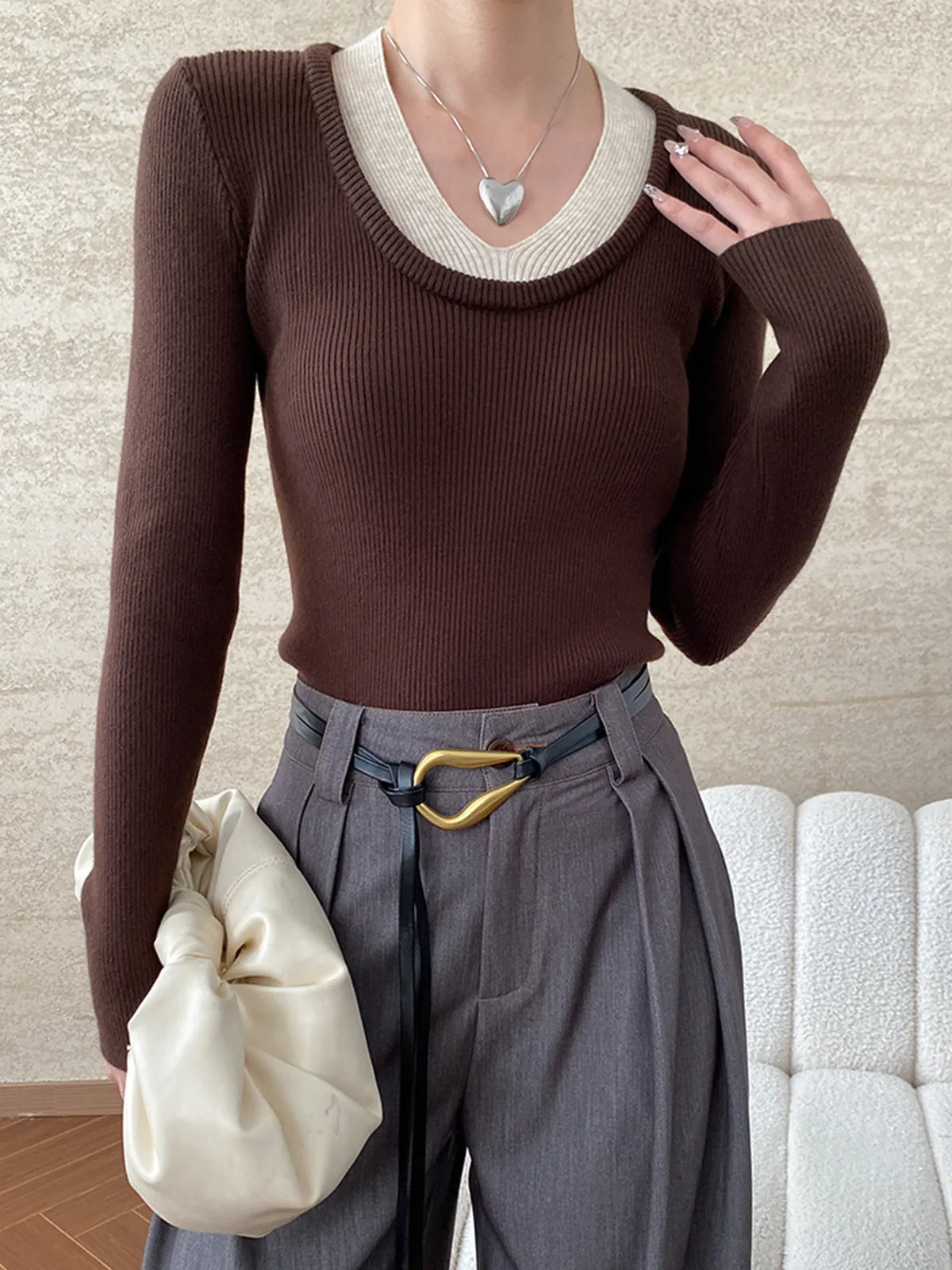 2 in 1 Ribbed Knit Top sold by COMMENSE product image thumbnail 3