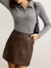 Retro Faux Leather Pockets Skirt sold by COMMENSE