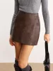 Retro Faux Leather Pockets Skirt sold by COMMENSE