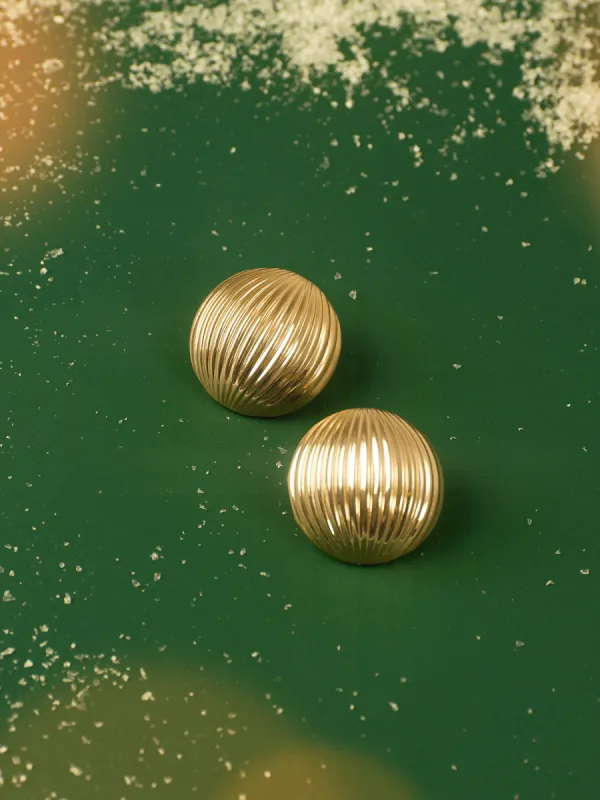 Half-Ball Ripple Stud Earrings sold by COMMENSE