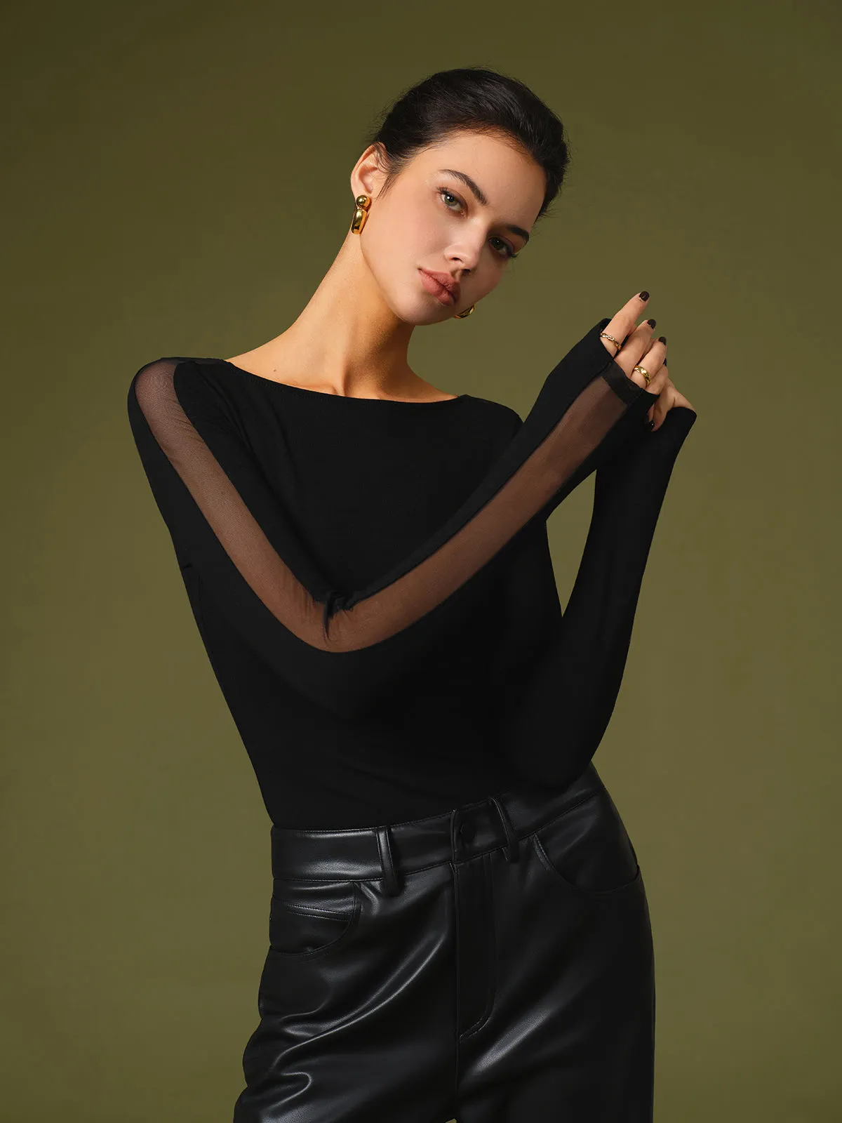Minimalist Sheer Sleeve Blouse sold by COMMENSE product image thumbnail 2