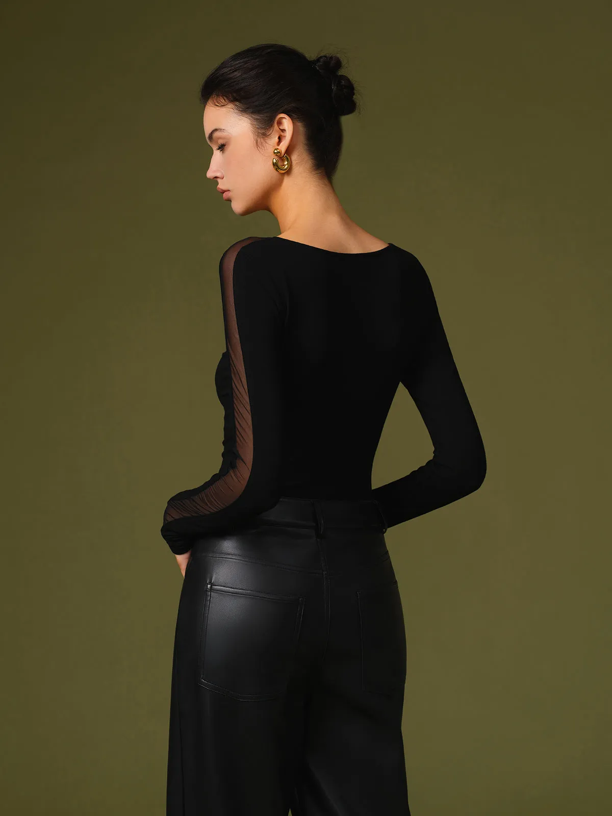 Minimalist Sheer Sleeve Blouse sold by COMMENSE product image thumbnail 4