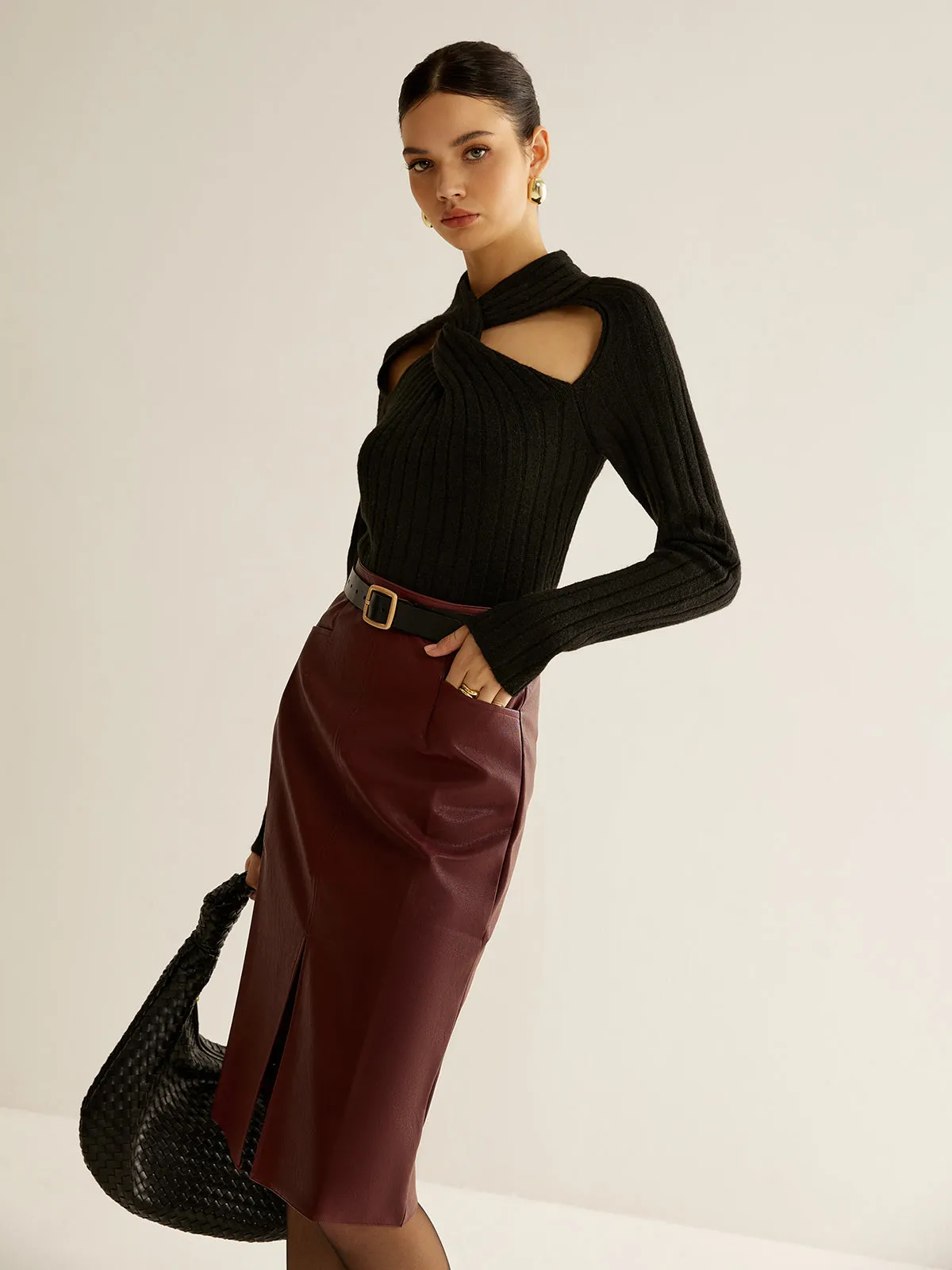 Twist Cutout Slim Knit Top sold by COMMENSE product image thumbnail 3
