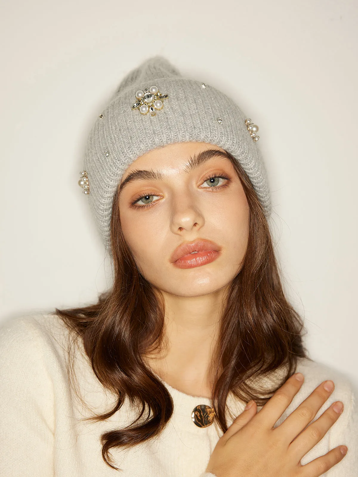 Rhinestone Rabbit Fur Beanie sold by COMMENSE product image thumbnail 3