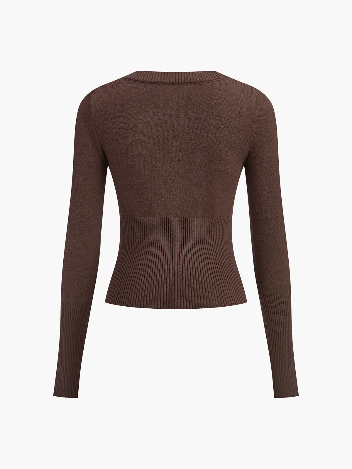 Crew Neck Breasted Cardigan sold by COMMENSE product image thumbnail 2