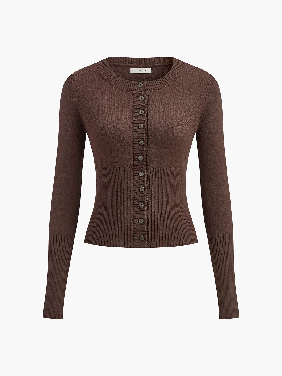 Crew Neck Breasted Cardigan sold by COMMENSE