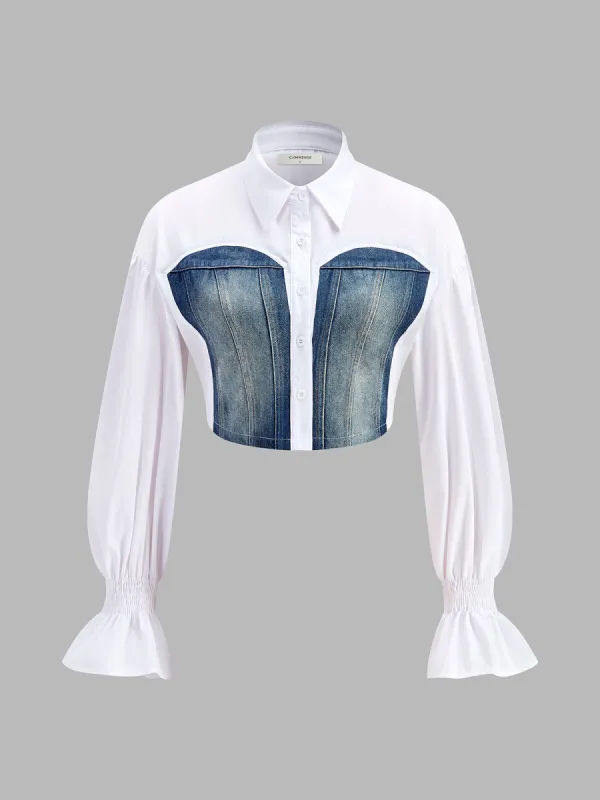 Panel Crop Polo Shirt sold by COMMENSE