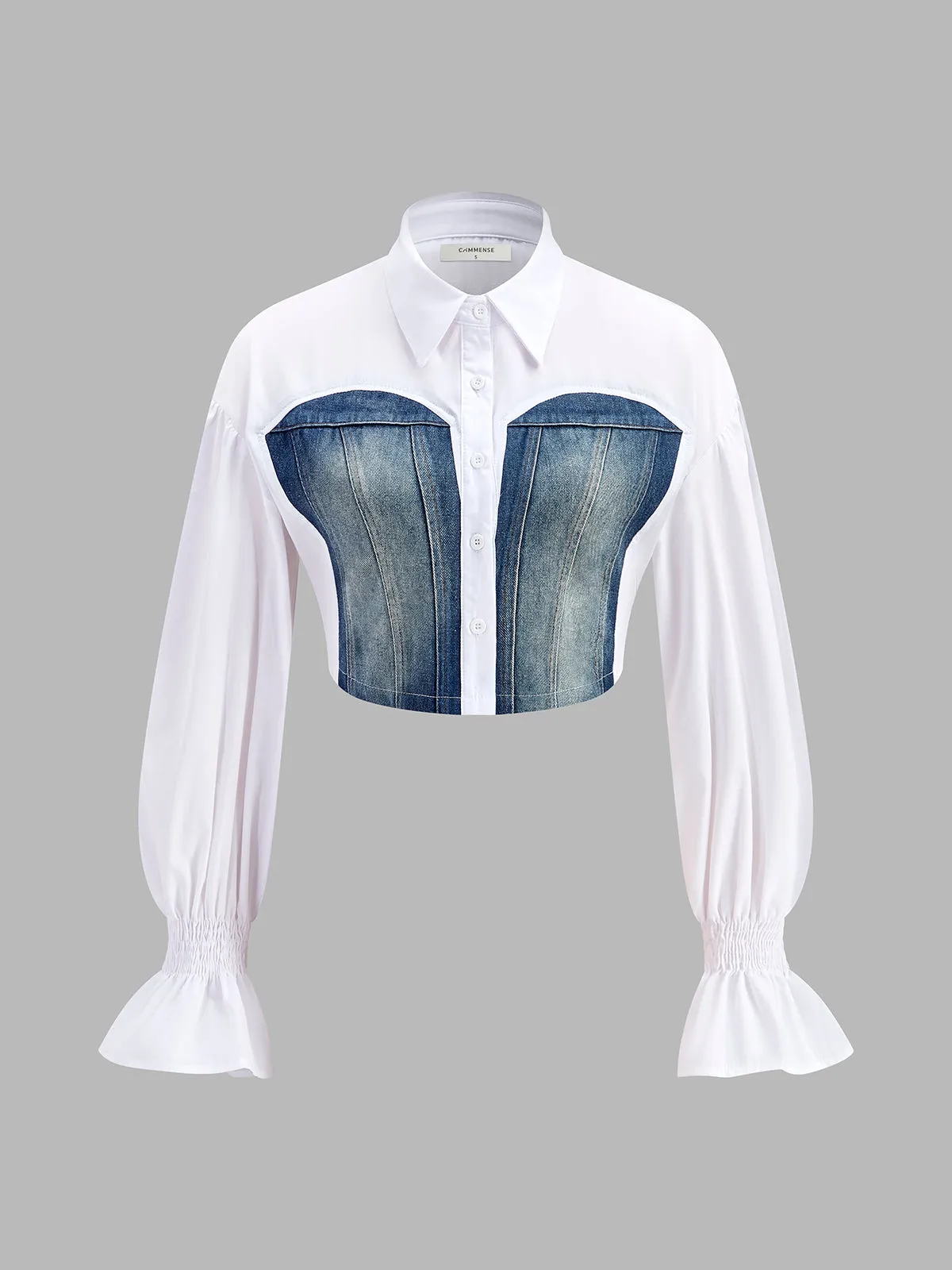 Panel Crop Polo Shirt sold by COMMENSE