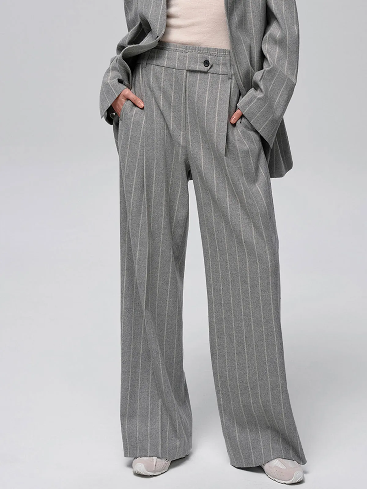 Wool-Blend Pinstripe Tweed Pants sold by COMMENSE product image thumbnail 3