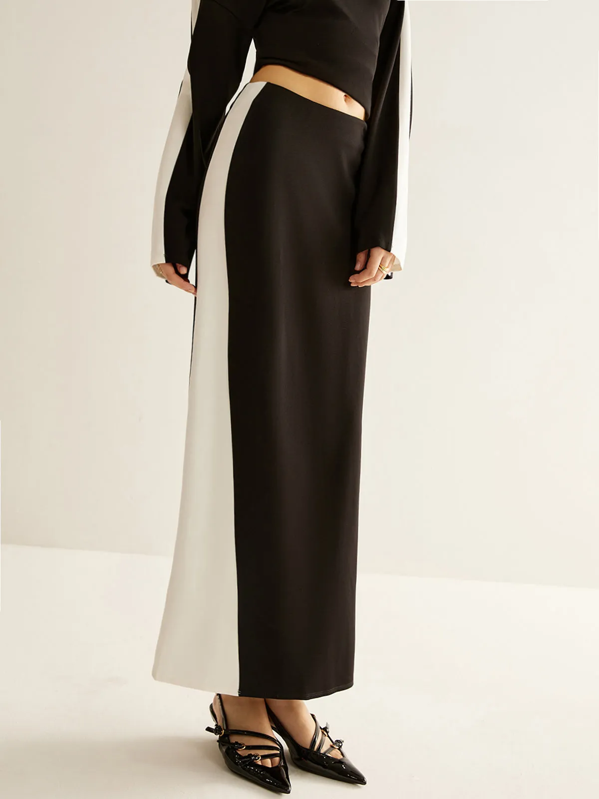 Color Block Zipper Jersey Skirt sold by COMMENSE product image thumbnail 2