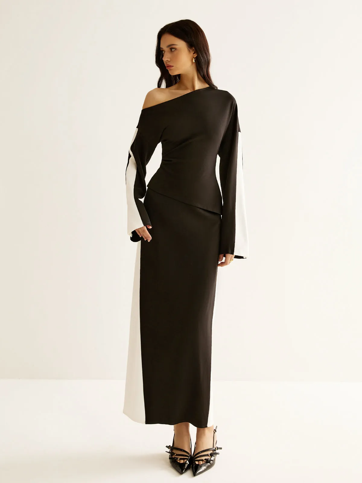 Color Block Zipper Jersey Skirt sold by COMMENSE