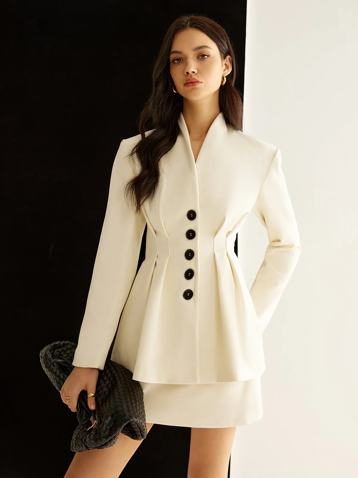 Elegant Pleated Button Blazer sold by COMMENSE product image thumbnail 4