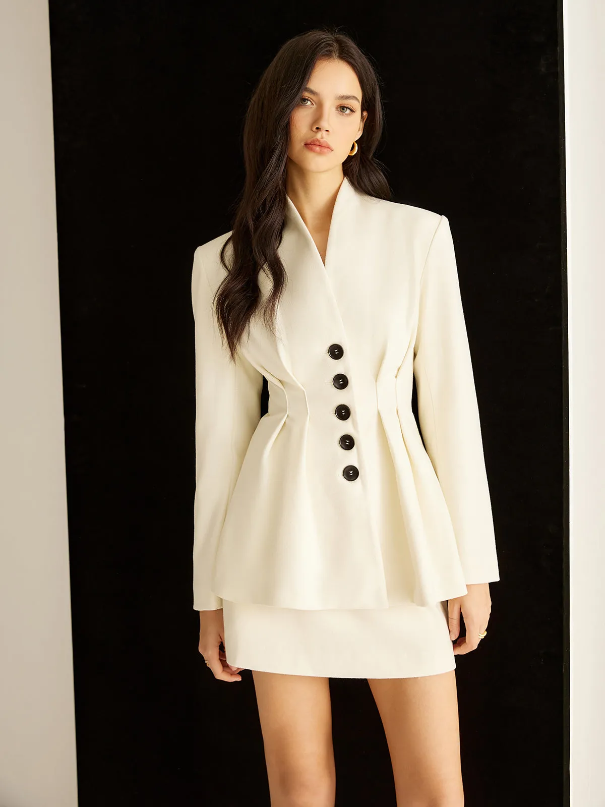 Elegant Pleated Button Blazer sold by COMMENSE product image thumbnail 3