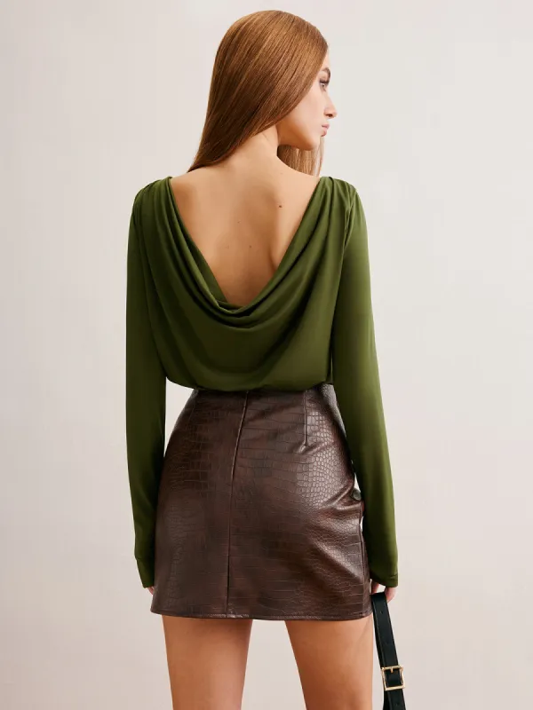 Vintage Backless Pleated T-Shirt sold by COMMENSE