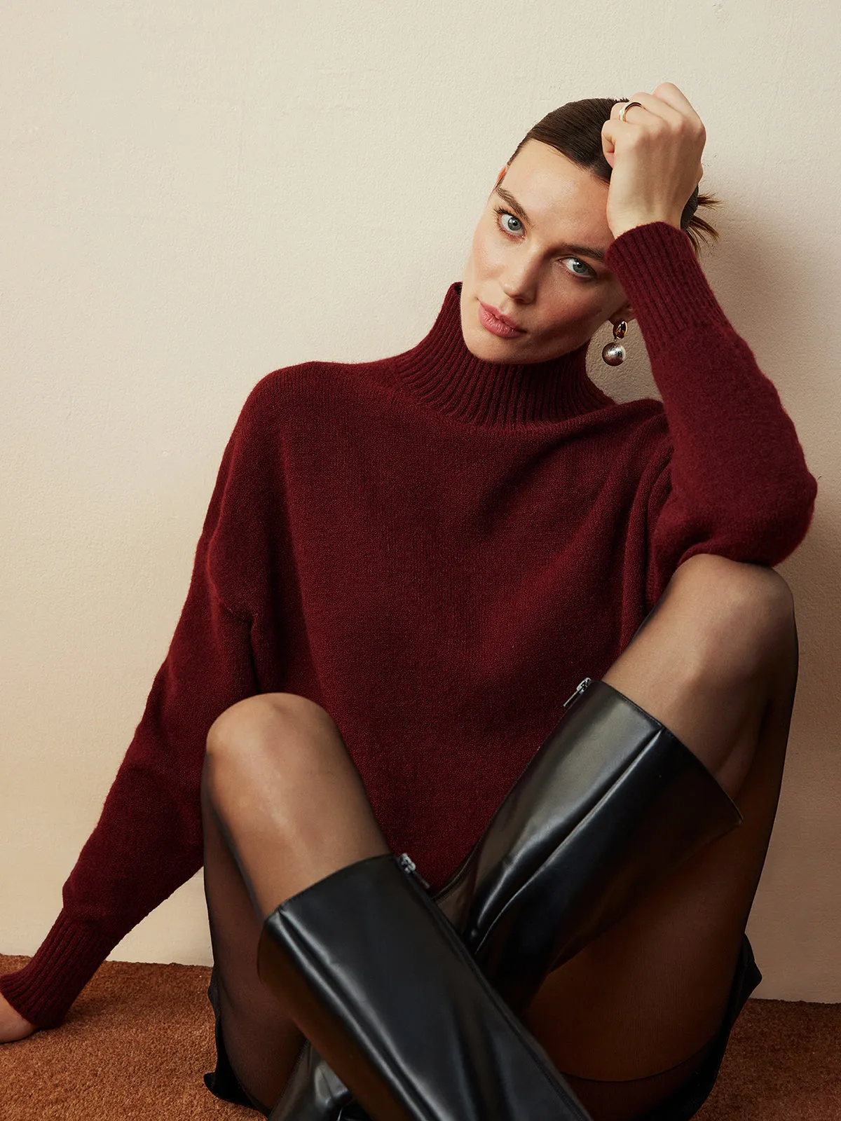 Elegant Mock Neck Shift Sweater sold by COMMENSE product image thumbnail 4