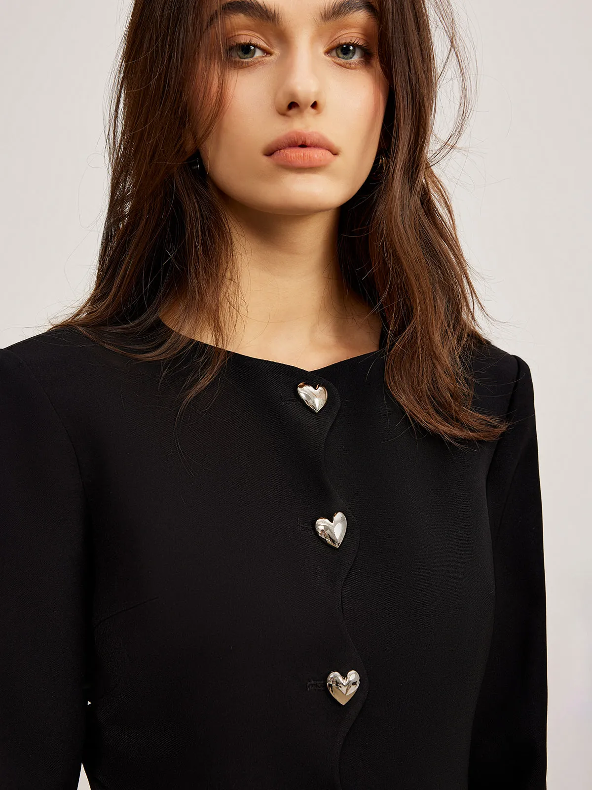 Heart-Button Regular Fit Blazer sold by COMMENSE product image thumbnail 2