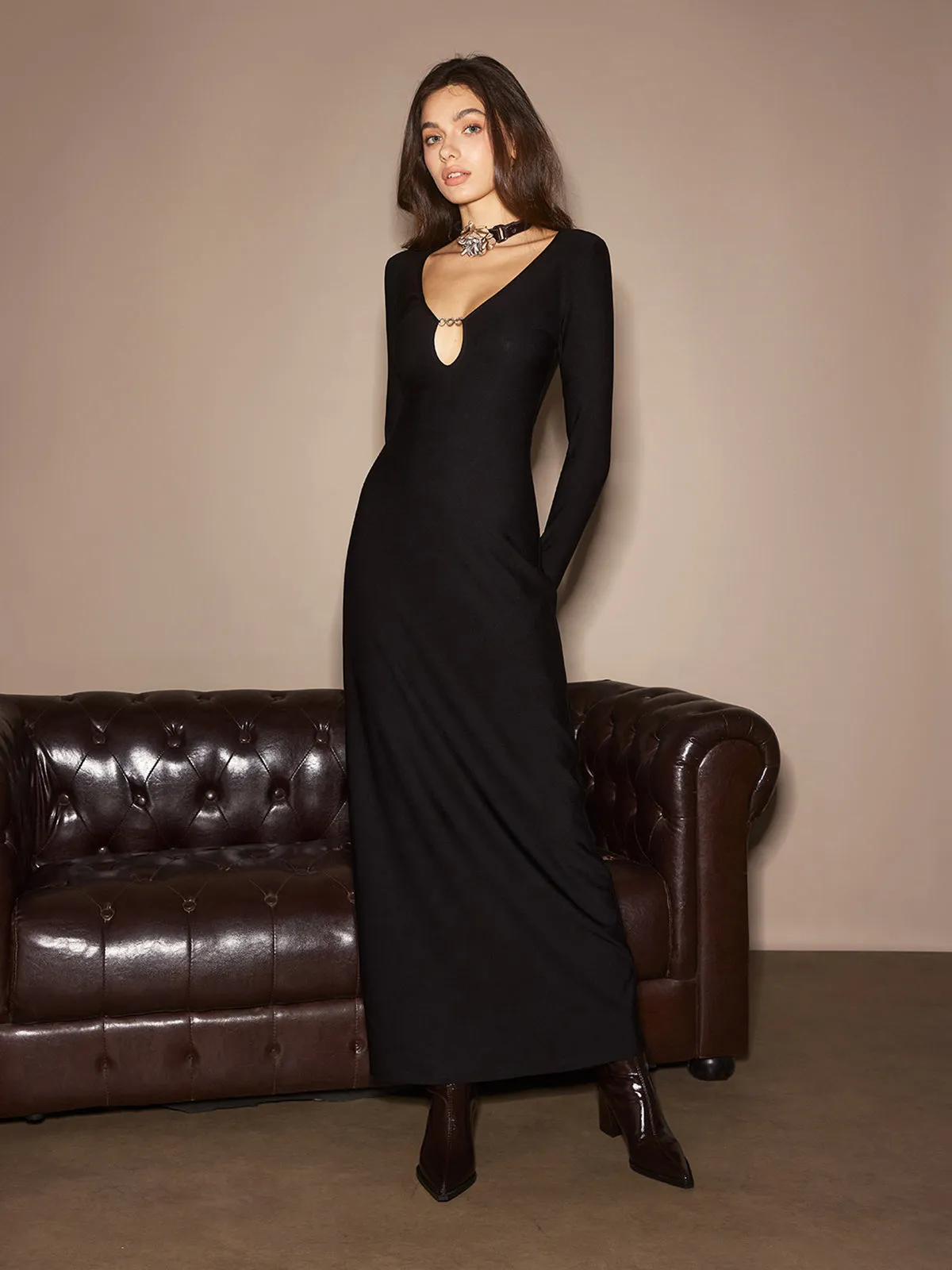 Sexy Cutout Knit Long Dress sold by COMMENSE product image thumbnail 5