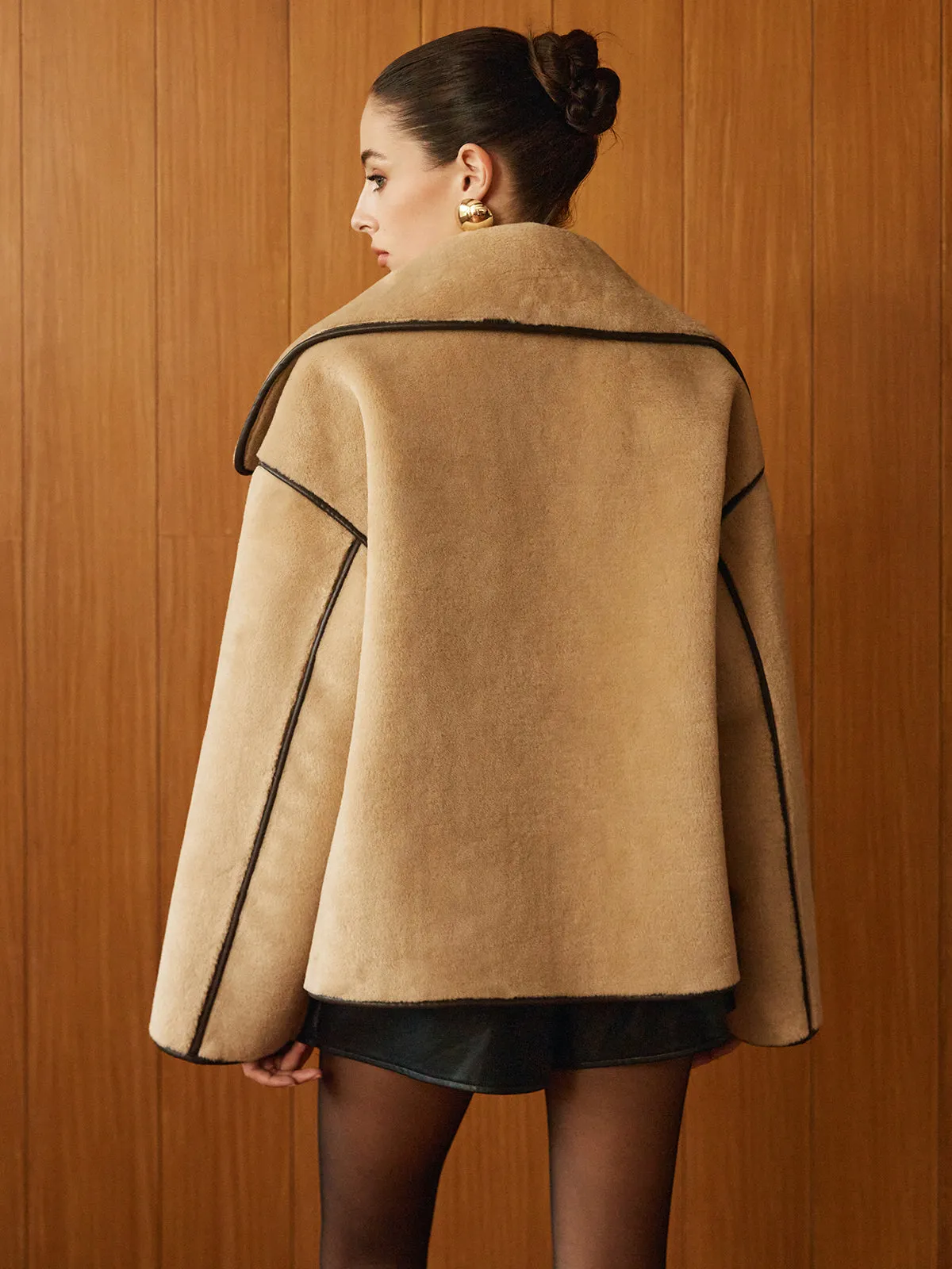 Contrast Piping Shift Minky Coat sold by COMMENSE product image thumbnail 3