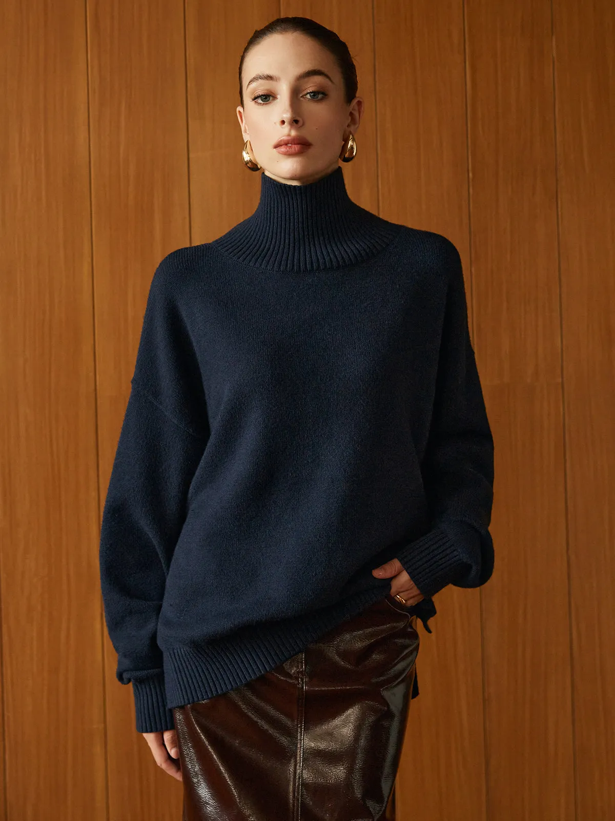 Versatile Plain Turtleneck Sweater sold by COMMENSE product image thumbnail 3