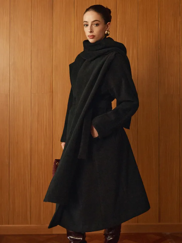 Versatile Belted Warm Coat With Scarf sold by COMMENSE