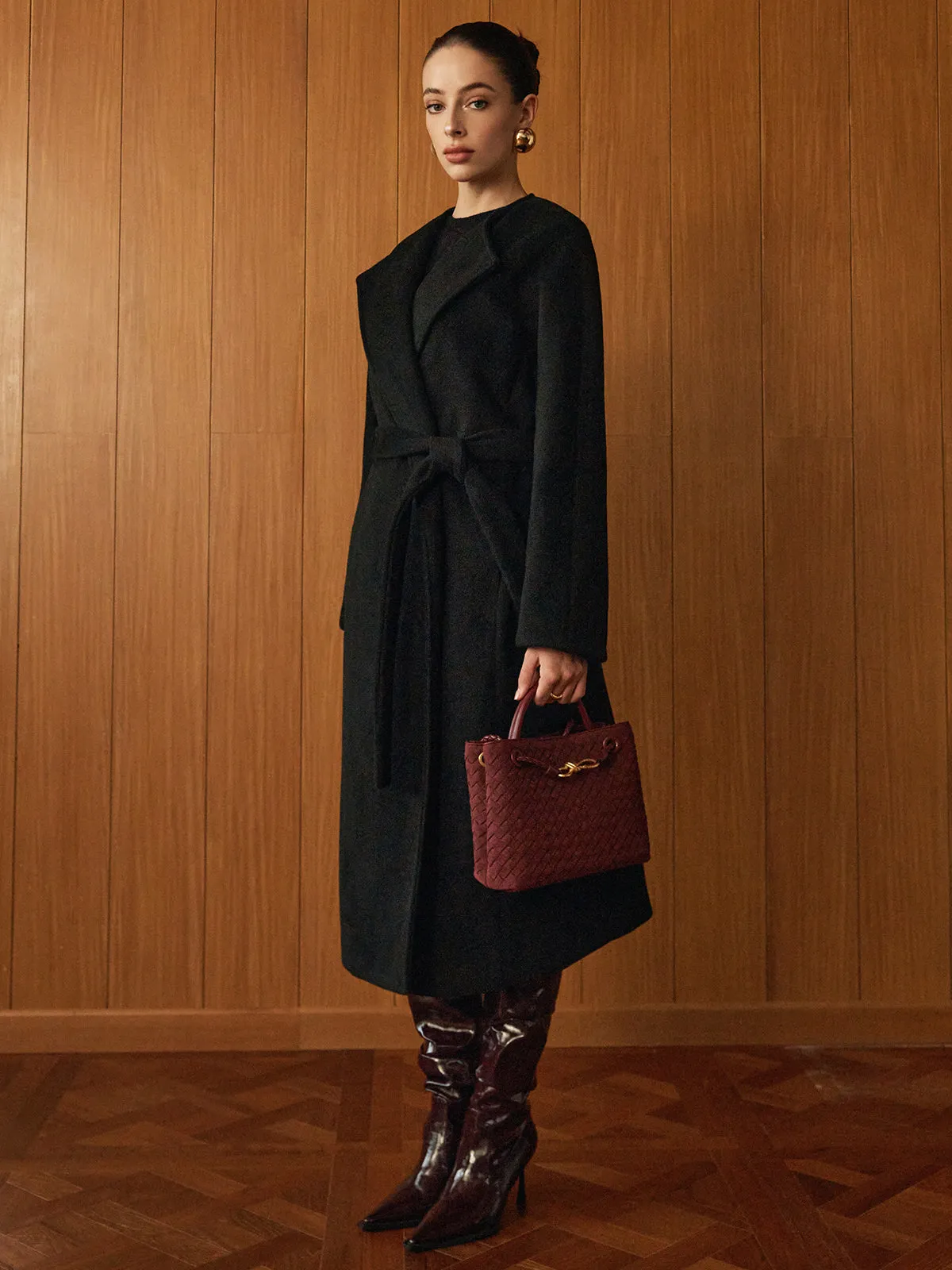 Versatile Belted Warm Coat With Scarf sold by COMMENSE product image thumbnail 2