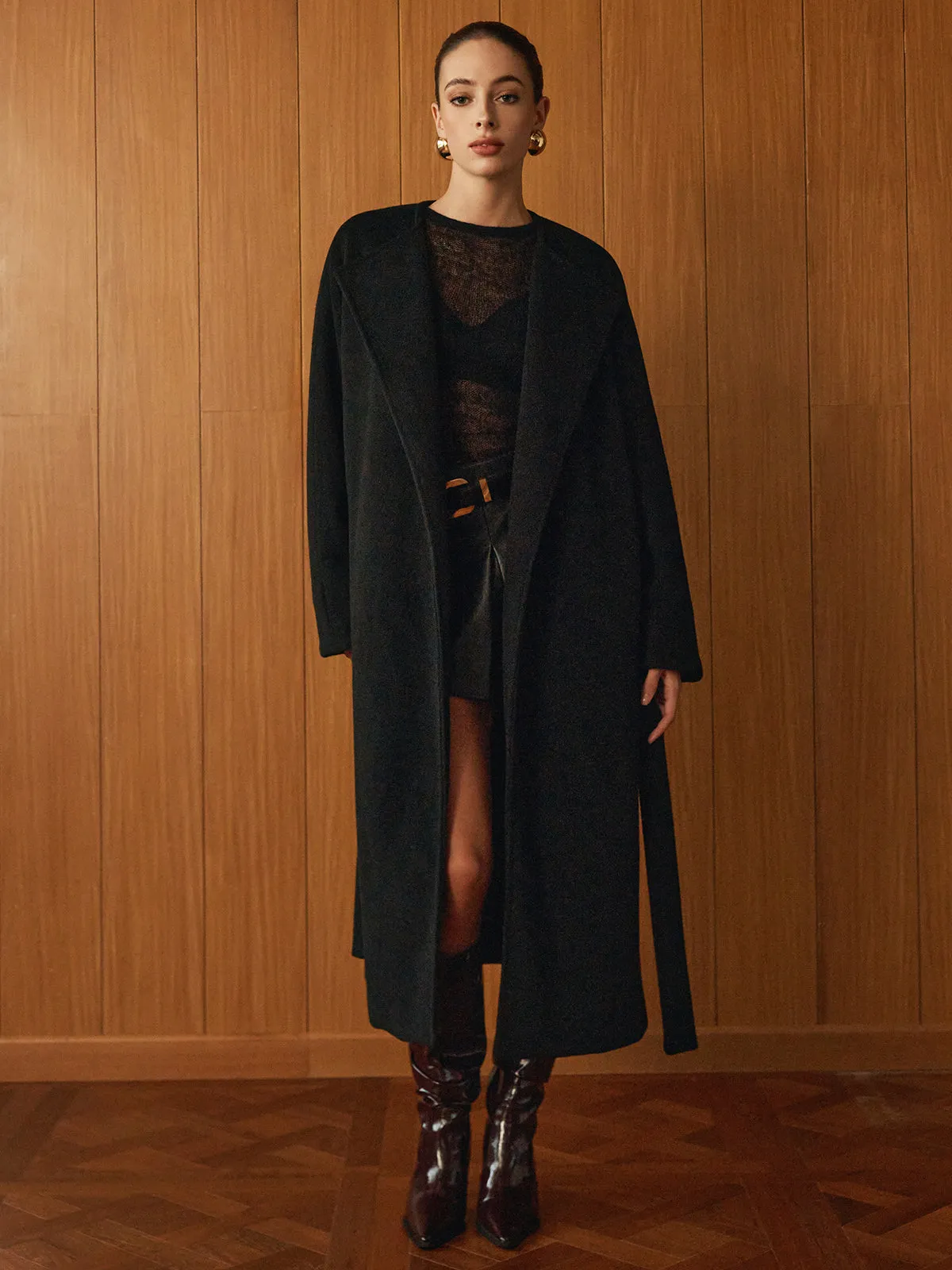 Versatile Belted Warm Coat With Scarf sold by COMMENSE product image thumbnail 3