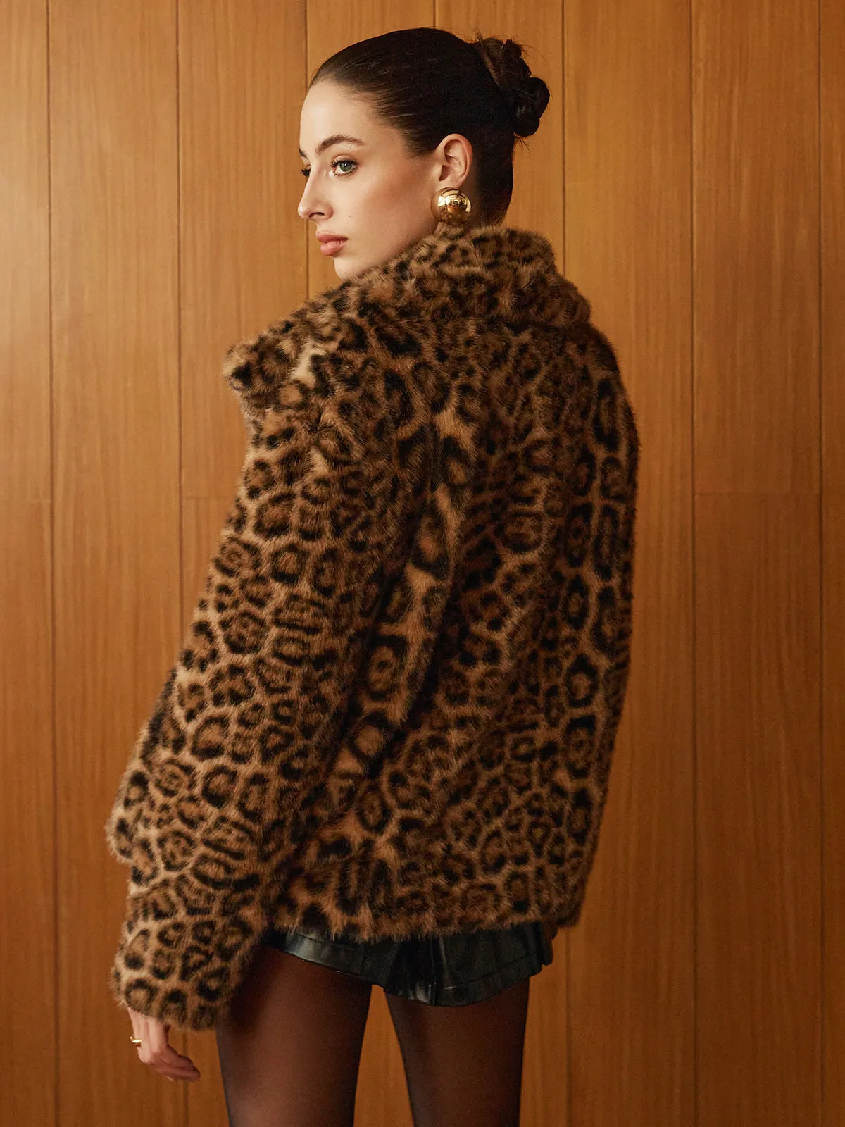 Leopard Printed Faux Fur Warm Coat sold by COMMENSE product image thumbnail 5
