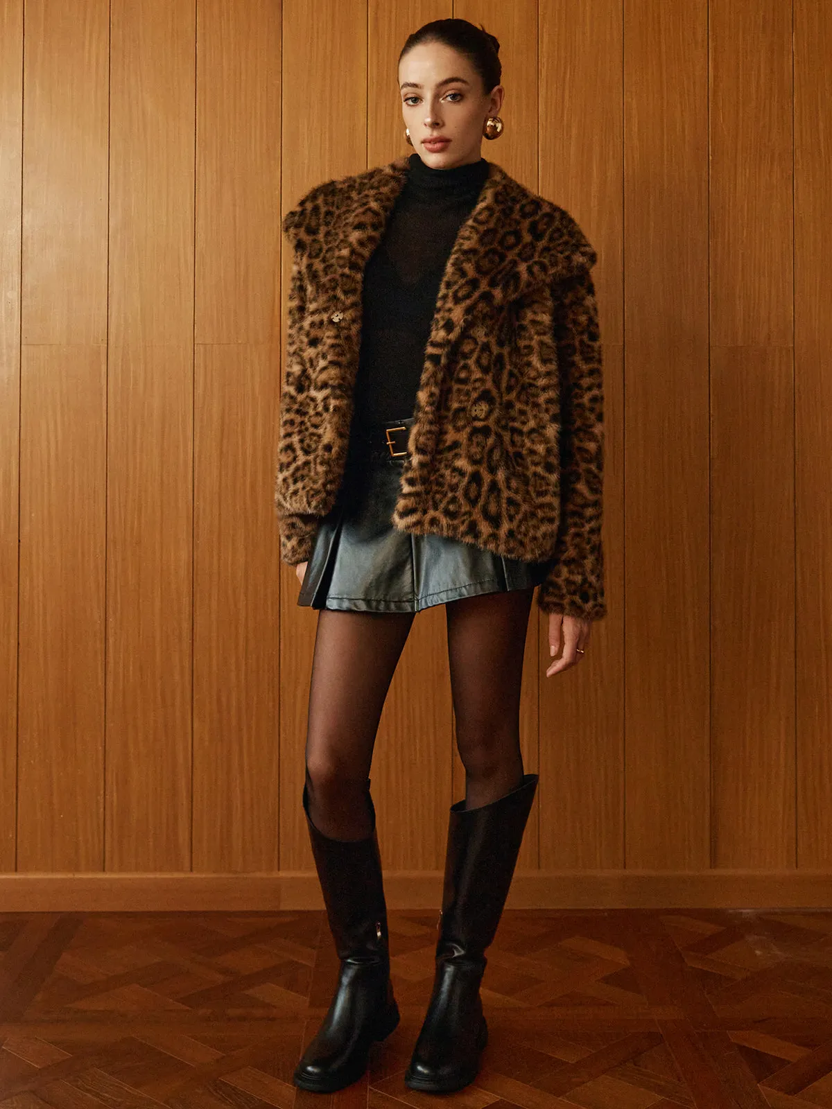 Leopard Printed Faux Fur Warm Coat sold by COMMENSE product image thumbnail 4