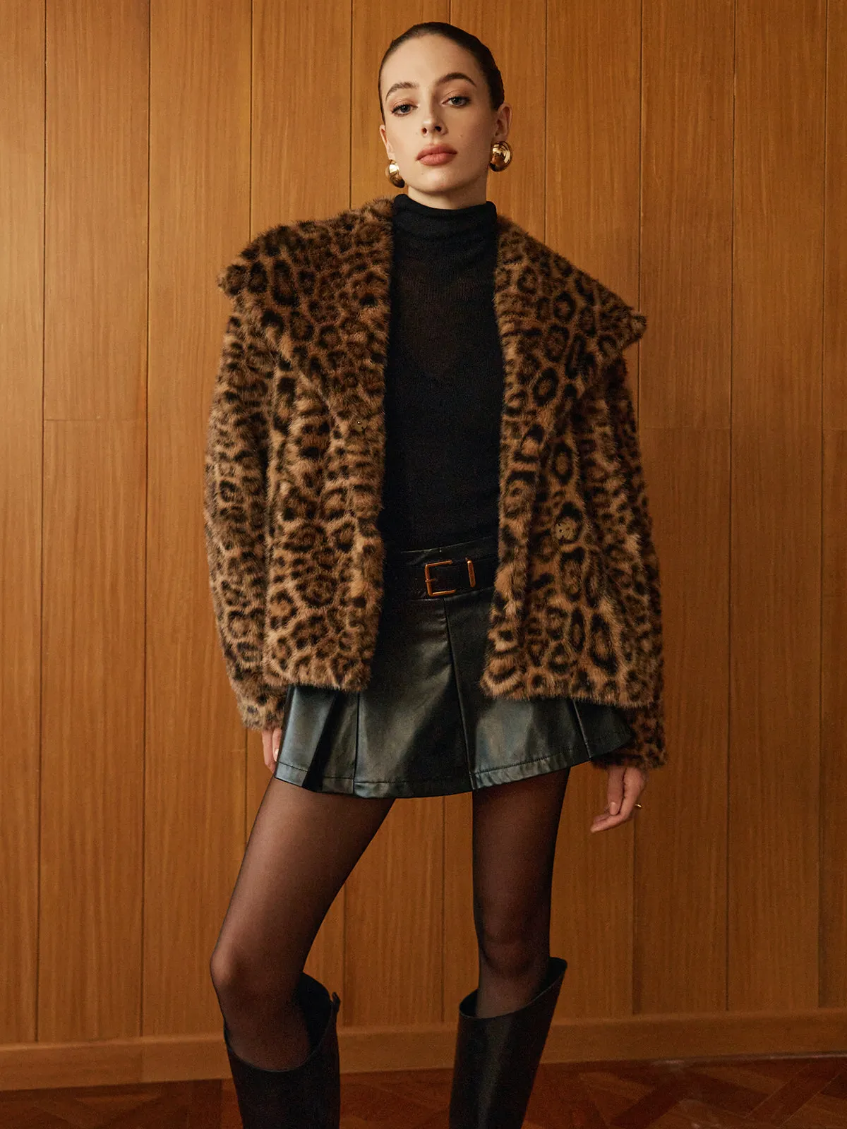 Leopard Printed Faux Fur Warm Coat sold by COMMENSE product image thumbnail 2