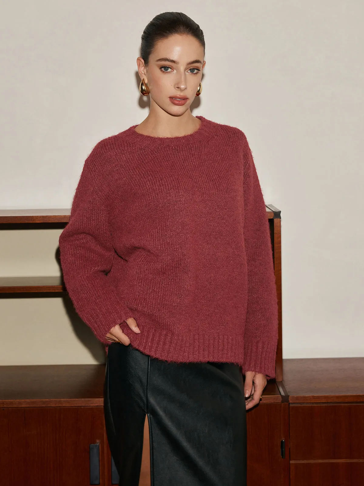 Adjustable Scarf Wool-Blend Sweater sold by COMMENSE product image thumbnail 4