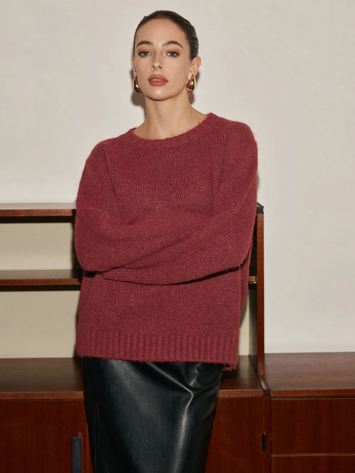 Adjustable Scarf Wool-Blend Sweater sold by COMMENSE product image thumbnail 5