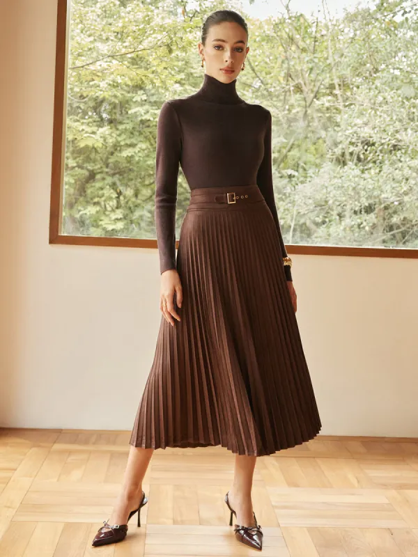 Pleated Suede Skirt sold by COMMENSE