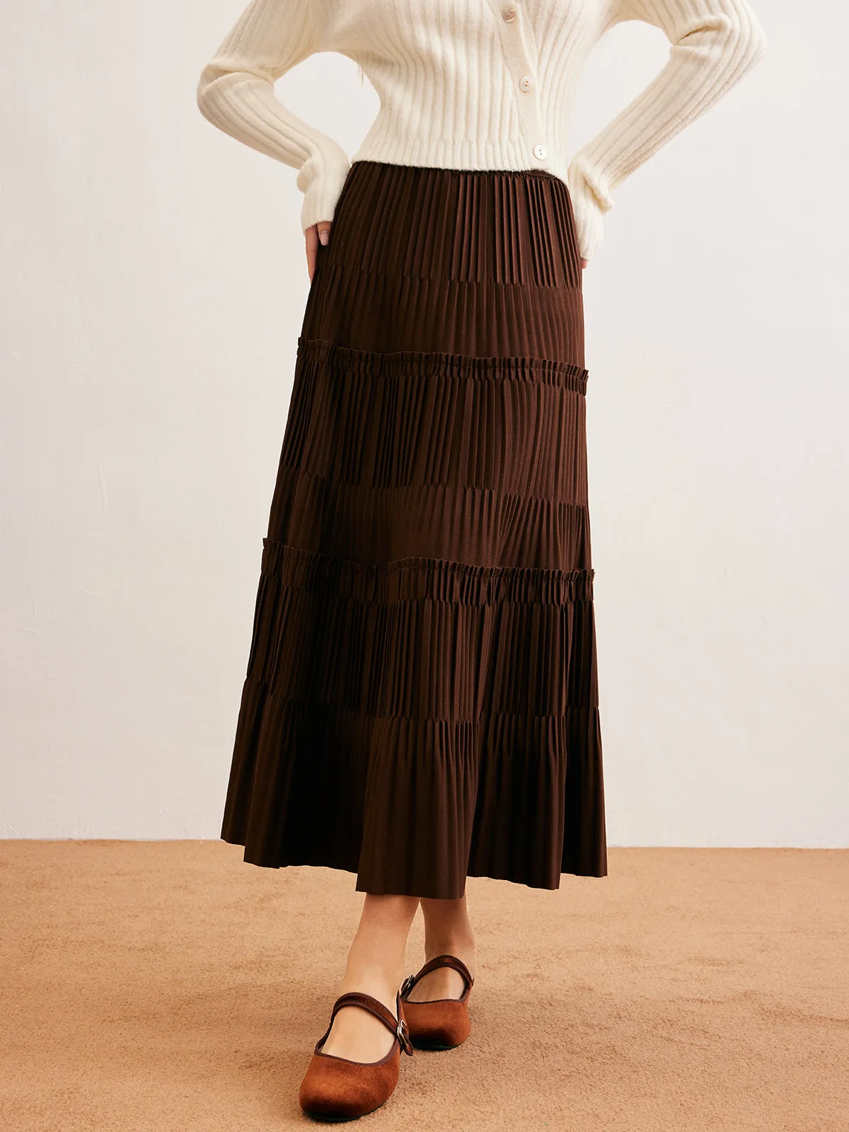 Lettuce Trim Pleated Skirt sold by COMMENSE product image thumbnail 4