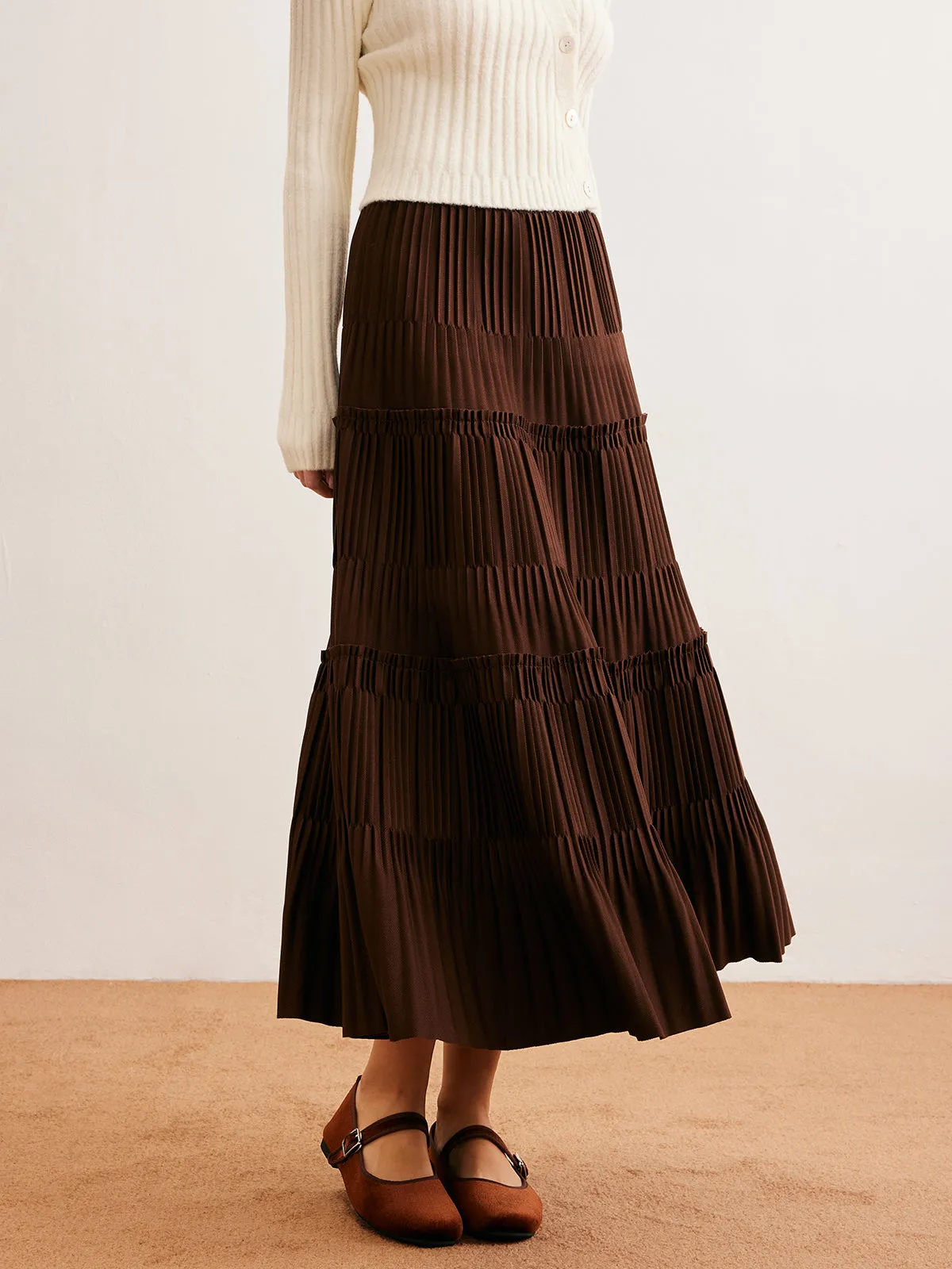 Lettuce Trim Pleated Skirt sold by COMMENSE