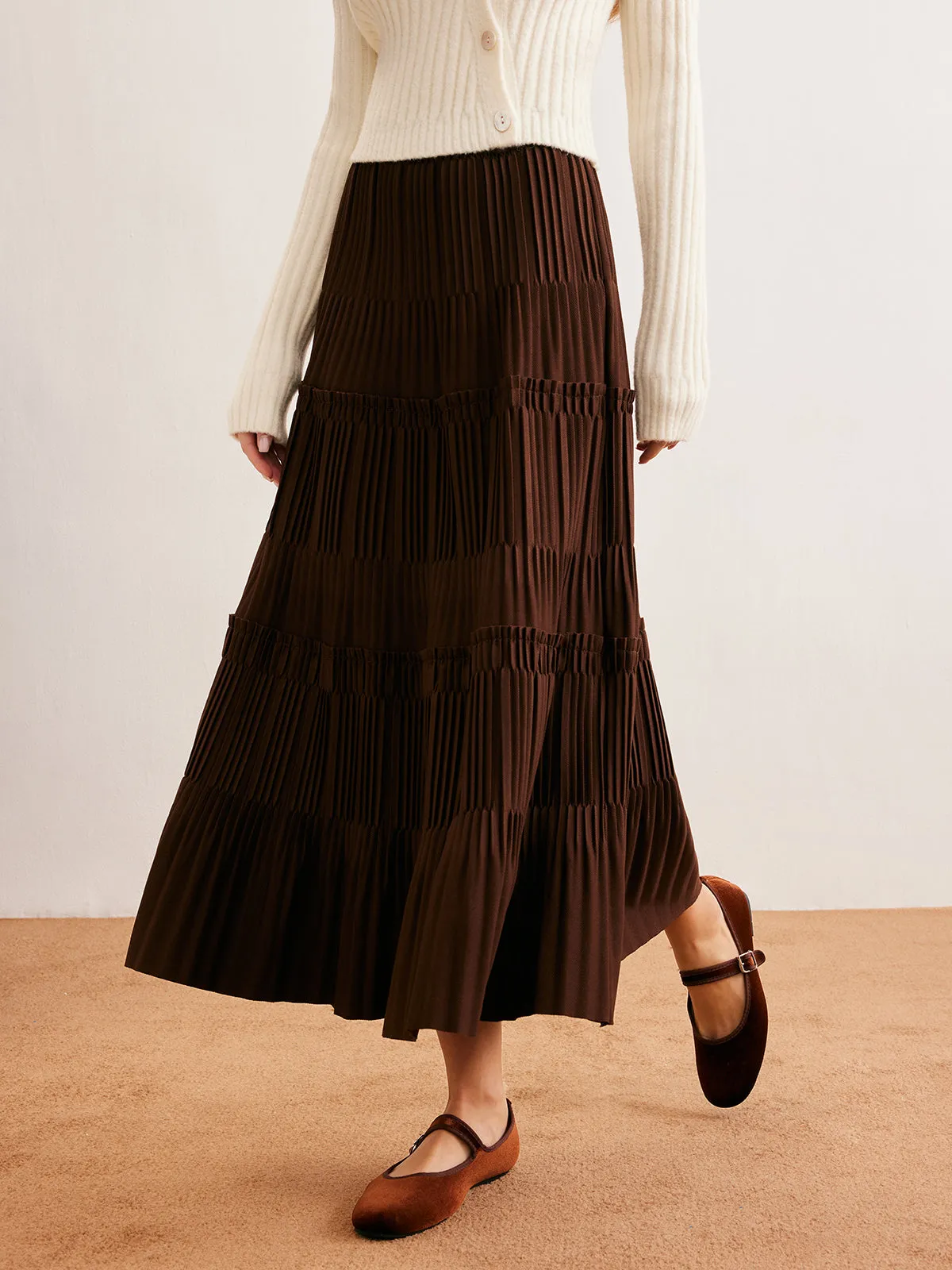 Lettuce Trim Pleated Skirt sold by COMMENSE product image thumbnail 3