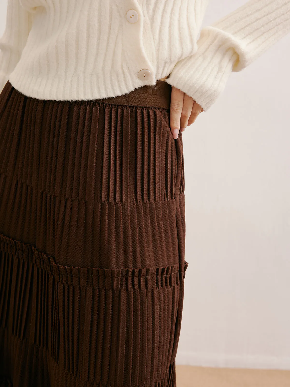 Lettuce Trim Pleated Skirt sold by COMMENSE product image thumbnail 2
