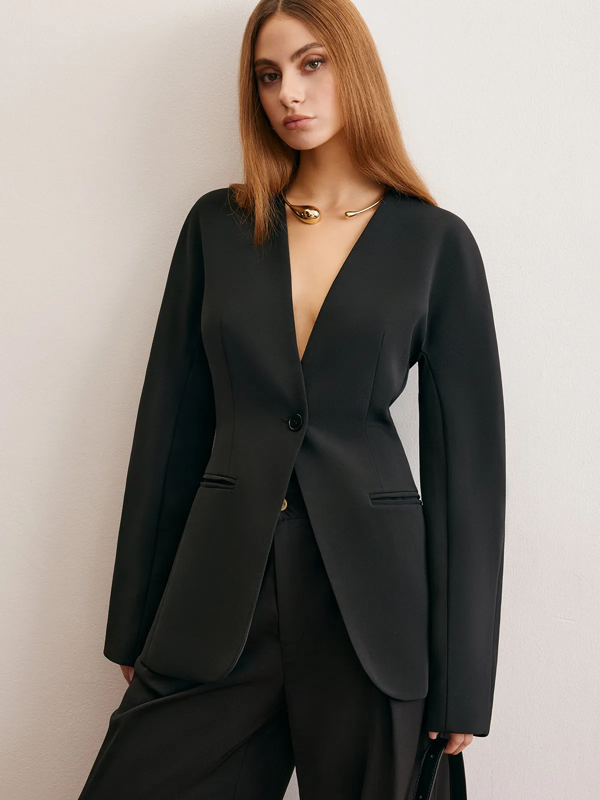 Utility Split Button Cinched Blazer sold by COMMENSE product image thumbnail 4