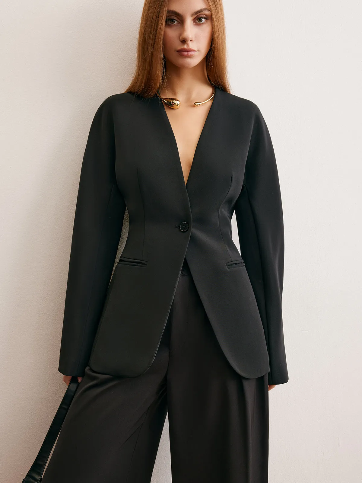 Utility Split Button Cinched Blazer sold by COMMENSE product image thumbnail 5