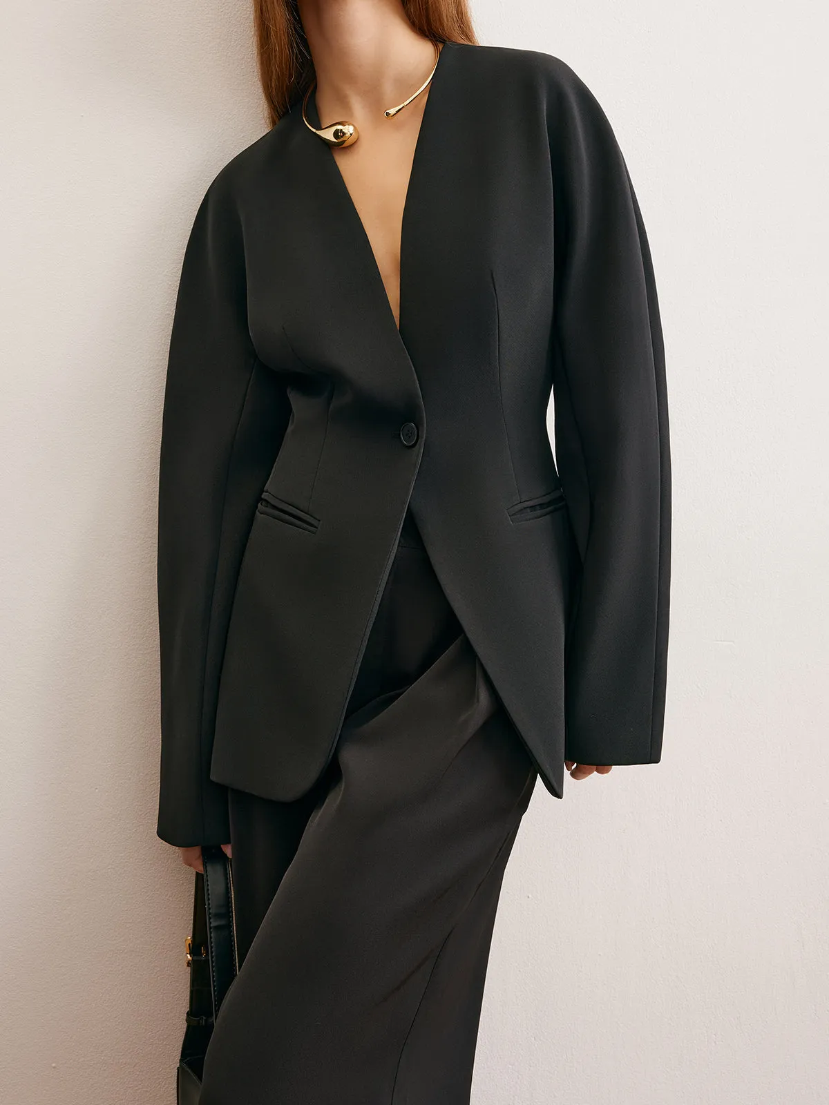 Utility Split Button Cinched Blazer sold by COMMENSE product image thumbnail 2