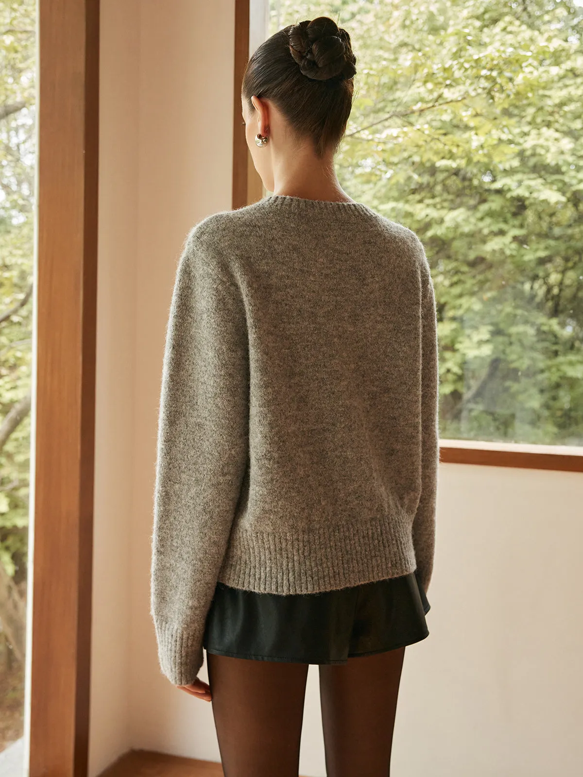 Knit-Floral Metal Button Cardigan sold by COMMENSE product image thumbnail 3