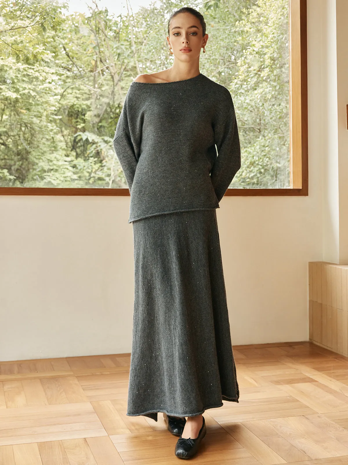 Plain Sequins Shift Sweater Co-ord sold by COMMENSE product image thumbnail 2