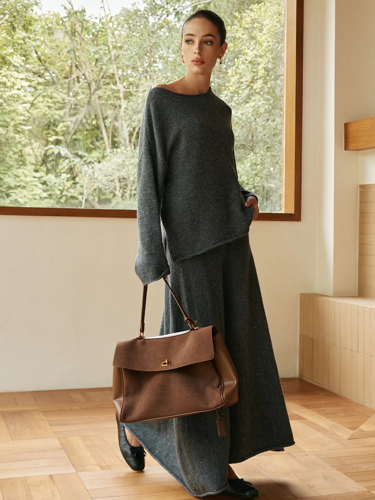 Plain Sequins Shift Sweater Co-ord sold by COMMENSE