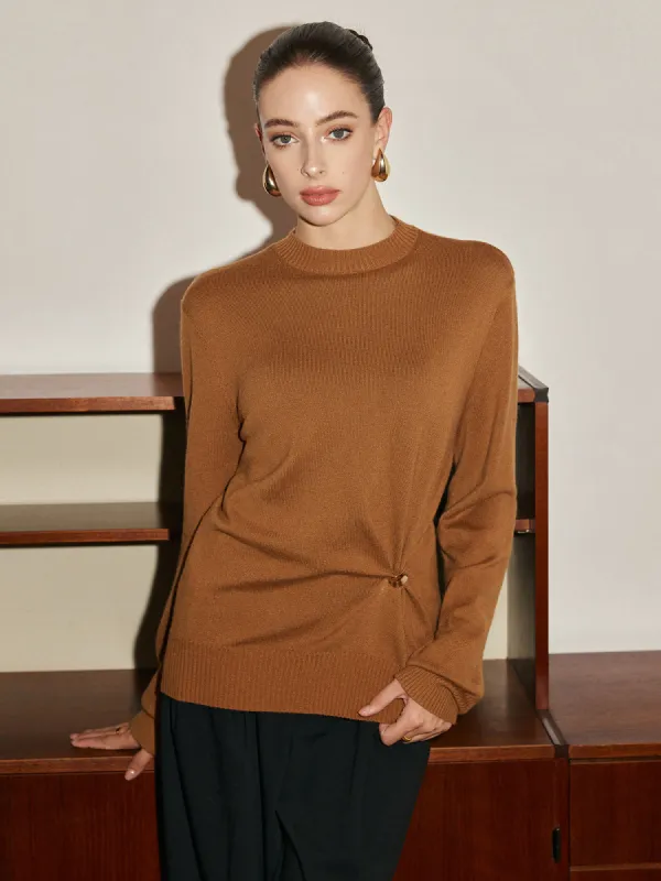 Wool-Blend Metal Knotted Sweater sold by COMMENSE