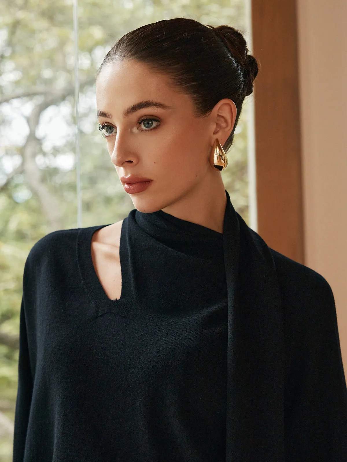 Minimalist Wool-Blend Scarf Sweater sold by COMMENSE product image thumbnail 5