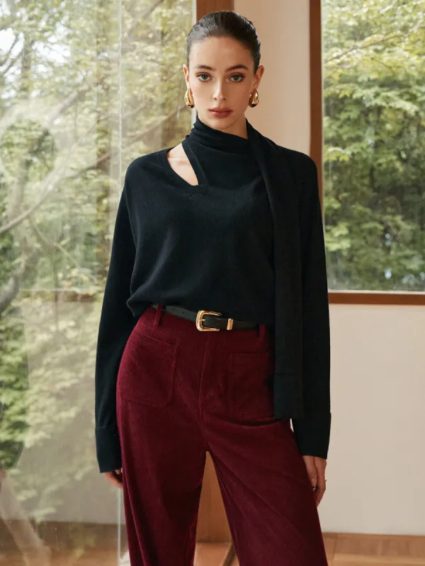 Minimalist Wool-Blend Scarf Sweater sold by COMMENSE
