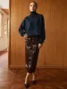 Pocket Split Faux Leather Skirt sold by COMMENSE
