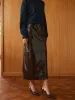 Pocket Split Faux Leather Skirt sold by COMMENSE
