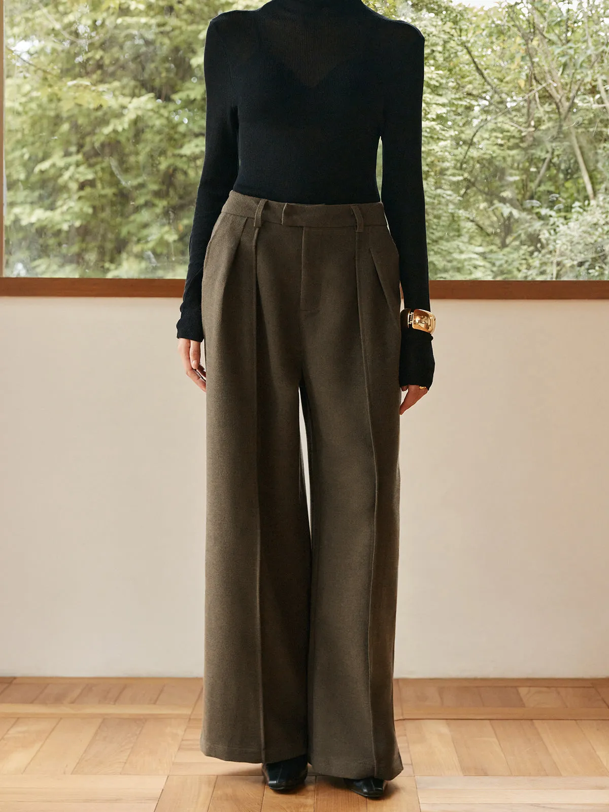 Pleated Wide-Leg Warm Pants sold by COMMENSE product image thumbnail 2